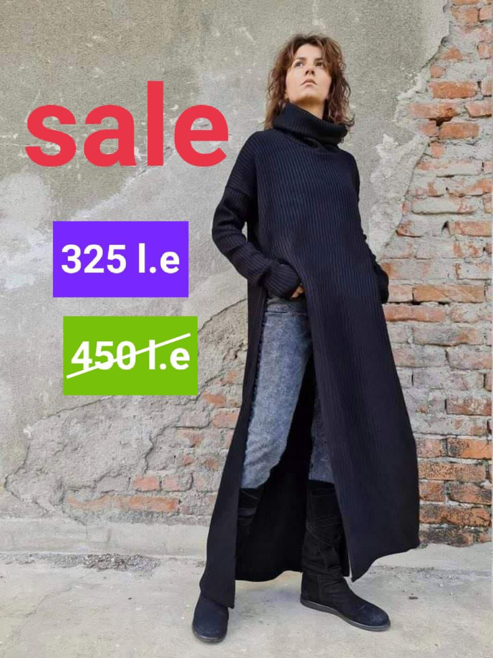 Picture of High neck long dark blue dress