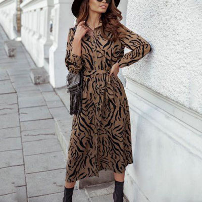 Picture of Camel zebra print dress