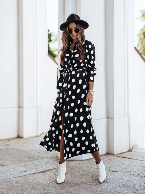 Picture of Dot black shirt dress
