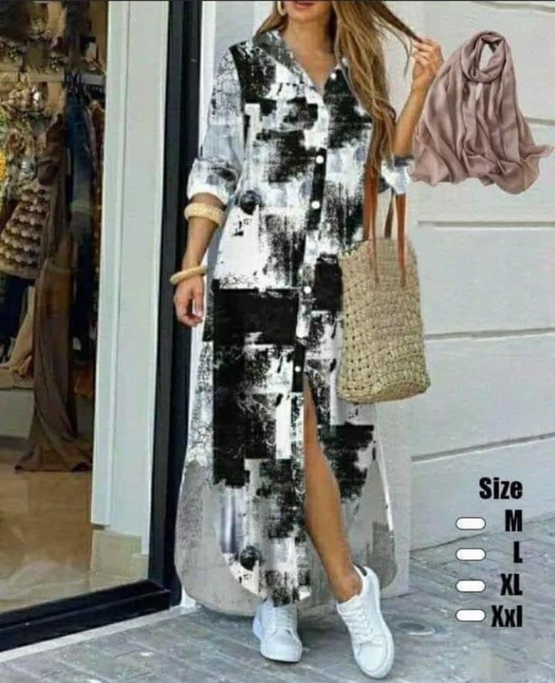Picture of long sleeve dress black & white