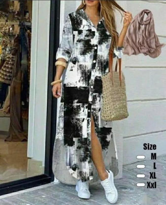 Picture of long sleeve dress black & white