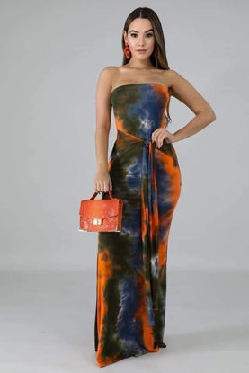 Picture of Orange  & Black Degrade Dress