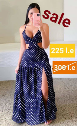 Picture of Blue dot ruffle maxi dress