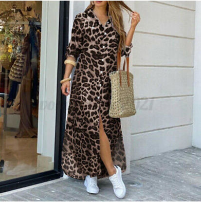 Picture of Tiger print brown dress