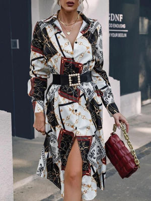 Picture of Chain & scarf print mini dress