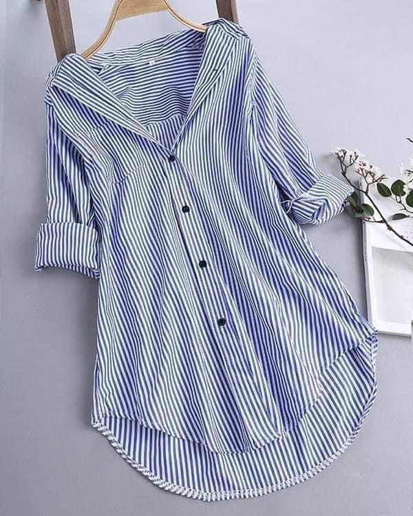 Picture of Blue striped lady's casual shirt