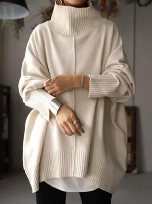 Picture of Women’s casual off - white round neck printed long - sleeved pullover