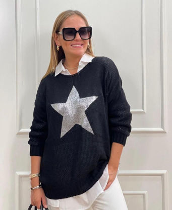 Picture of Oversized dark black  star pullover