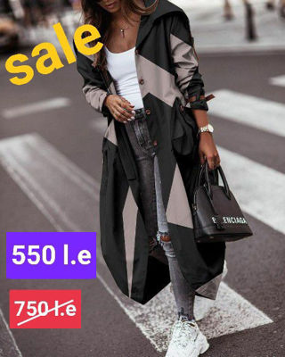 Picture of Button-Up Pocket Design Camo Print Long  black &Beige Jacket