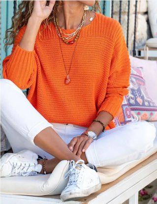 Picture of Solid casual orange pullover
