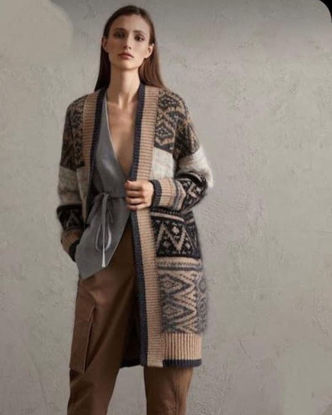 Picture of Long  black and brown cardie