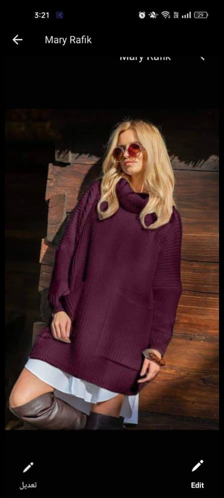 Picture of Women's high neck casual red pullover