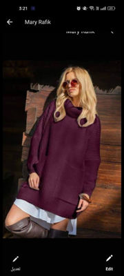 Picture of Women's high neck casual red pullover