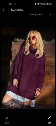 Picture of Women's high neck casual red pullover