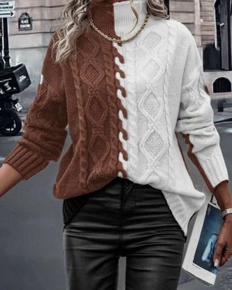 Picture of Oversized high neck brown pullover