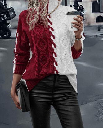 Picture of Oversized high neck red pullover