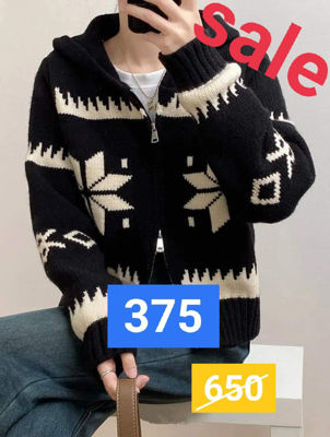 Picture of Ladies winter long sleeve casual loose knitted black sweater