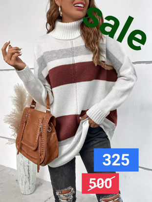Picture of Women's high neck casual red  pullover